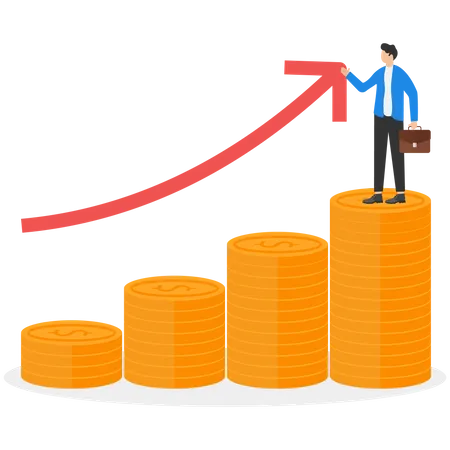 Young business had a business growth  Illustration