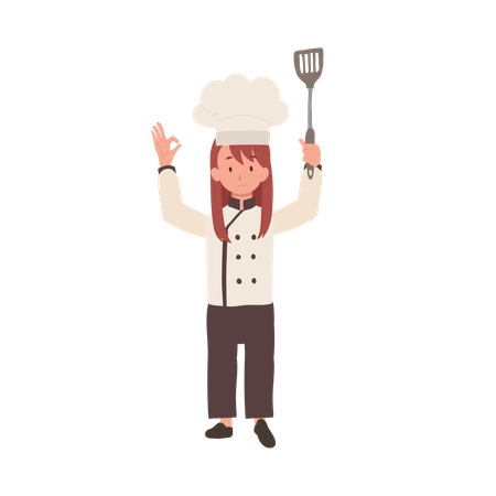 Young Chef Showing OK Sign  イラスト