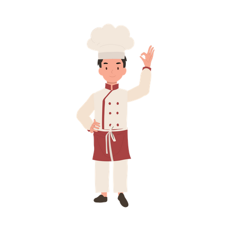 Young chef showing ok sign  イラスト