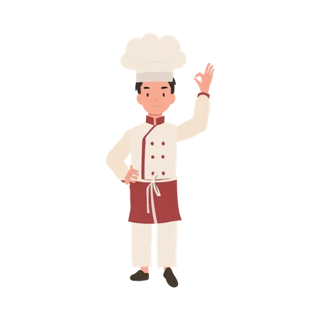 Young chef showing ok sign  イラスト