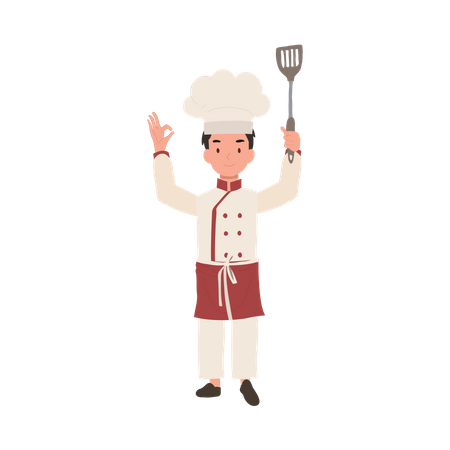 Young chef showing ok sign  イラスト