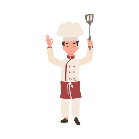 Young chef showing ok sign  イラスト