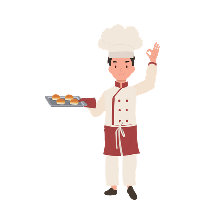 Young chef showing ok sign  イラスト