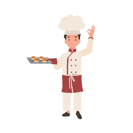 Young chef showing ok sign  イラスト