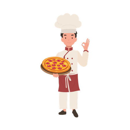 Young chef showing ok sign  イラスト