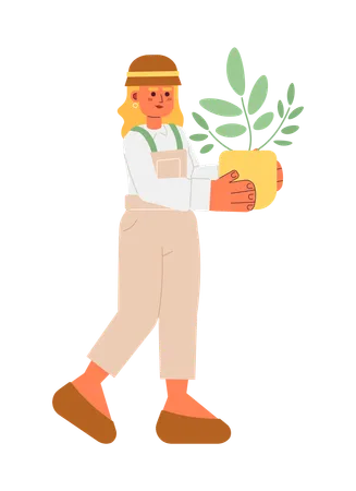 Young gardener with houseplant  Illustration