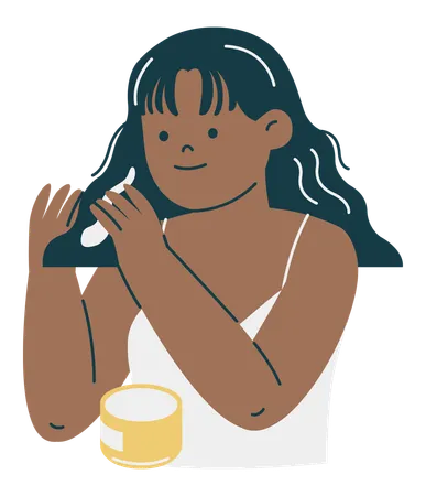 Young Girl Applying Hair Mask  Illustration