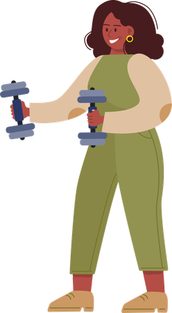 Young girl doing dumbbell exercise  Illustration