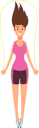 Young girl skipping exercise  Illustration