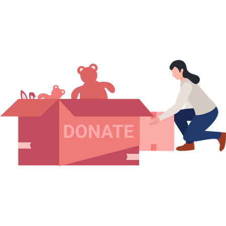 Young lady packing donation boxes  Illustration