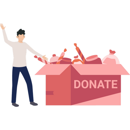 Young man collecting donation  Illustration