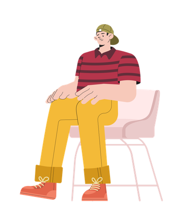 Young man sitting on chair  Illustration