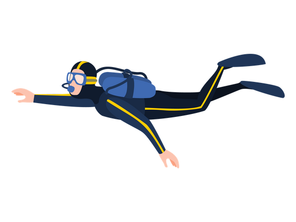 Young diver man in swimming suit  イラスト