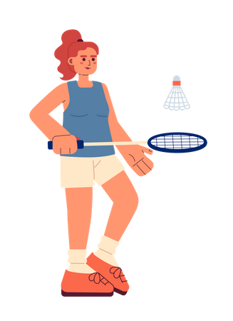 Young sportswoman playing badminton  イラスト