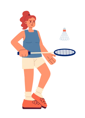 Young sportswoman playing badminton  イラスト