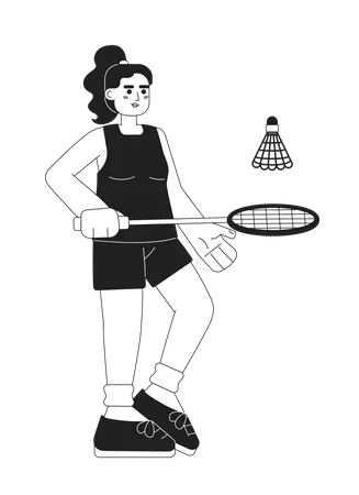 Young sportswoman playing badminton  イラスト