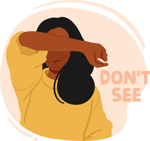 Young Woman Covering Eyes  Illustration