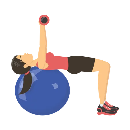 Young woman exercising on ball  Illustration