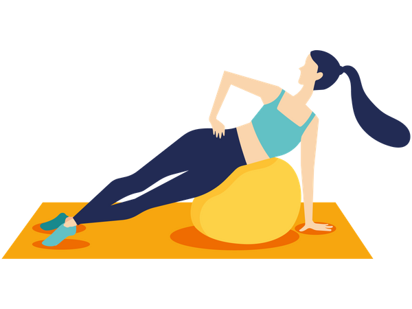 Young woman exercising on ball  Illustration