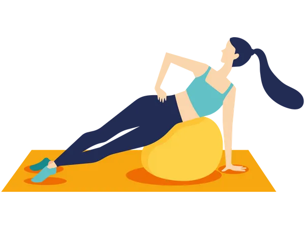 Young woman exercising on ball  Illustration