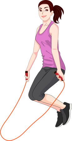 Young woman exercising with jumping rope  Illustration