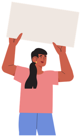 Young woman holding placard  Illustration