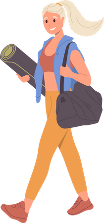 Young woman walking with training accessories feeling good and happy after training  イラスト