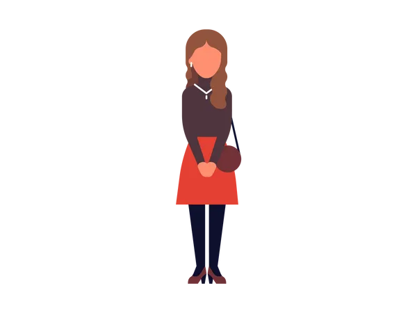 Young woman with purse  Illustration