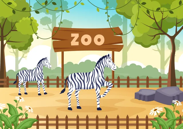 Zebra in zoo  イラスト