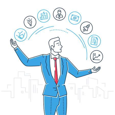 Zeitmanagement - isolierte Illustration im Liniendesignstil  Illustration