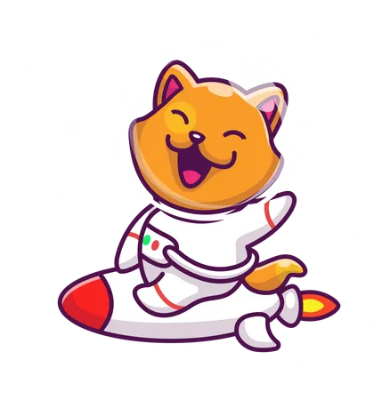 Astronauta zorro sentado en un cohete  Ilustración