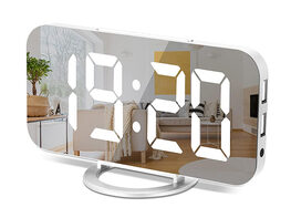 Mirrored Digital Alarm Clock With Dual USB Ports