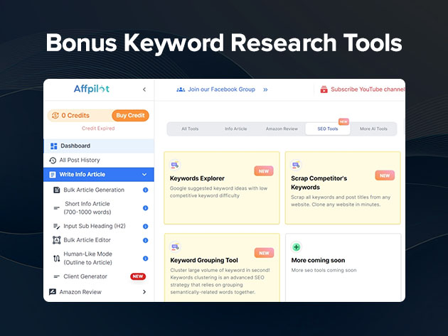 Affpilot AI Writing Tool: Lifetime Subscription