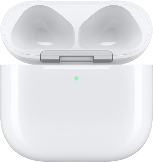 Oplaadcase voor AirPods 4 met de klep open en zonder AirPods.