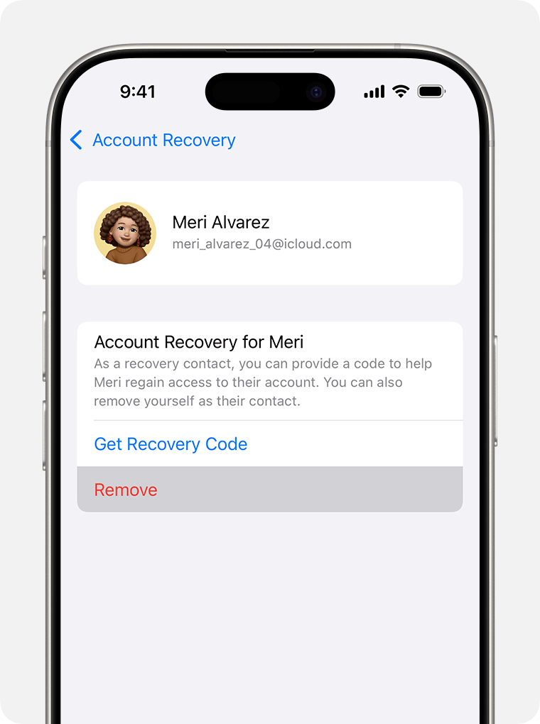 On iPhone, remove yourself as someone's recovery contact