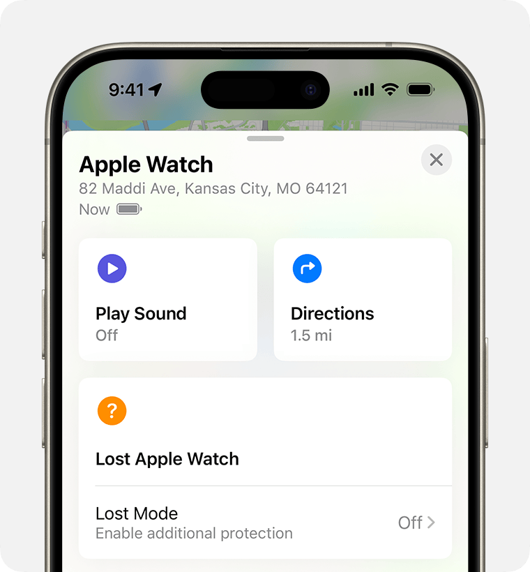 On iPhone, turn on Lost Mode for your Apple Watch.