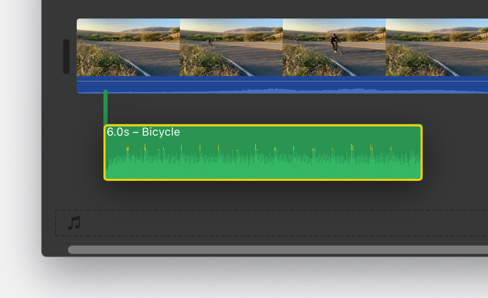 iMovie video clip with sound effect attached