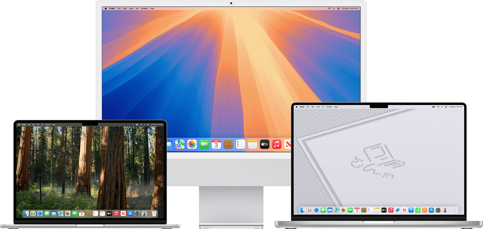 خلفيات سطح المكتب لنظام التشغيل macOS Sequoia على MacBook Air وiMac وMacBook Pro.