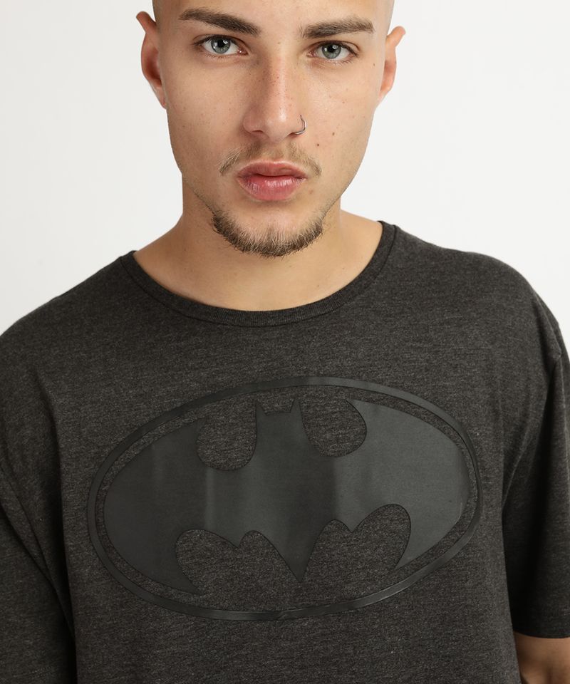 Camiseta Masculina Tal Pai Tal Filho Batman Manga Curta Gola Careca Cinza  Mescla Escuro - C&A