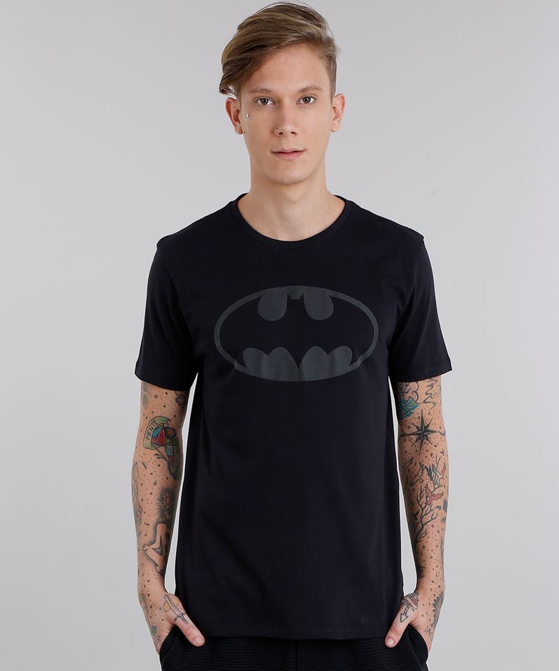 Camiseta Masculina Batman Manga Curta Gola Careca Preta - C&A