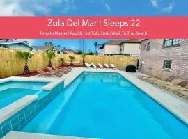 Sleeps 22, 7 bedrooms, 2min walk To The Beach, Private Heated Pool and Hot Tub, Zula Del Mar South Padre Island Texas