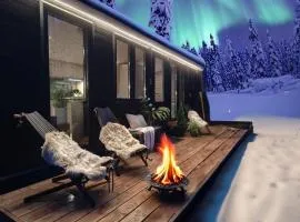 Lapland Riverside Cabin HILLA , Ylläs, Tiny Home with Sauna, Fireplace, Terrace, BBQ, Wifi, Ski, Fishing, Pets OK