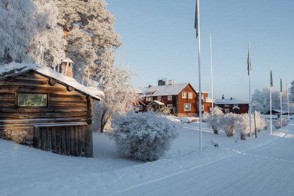 テルベリにあるHotell Villa Långbersの雪の中の家屋