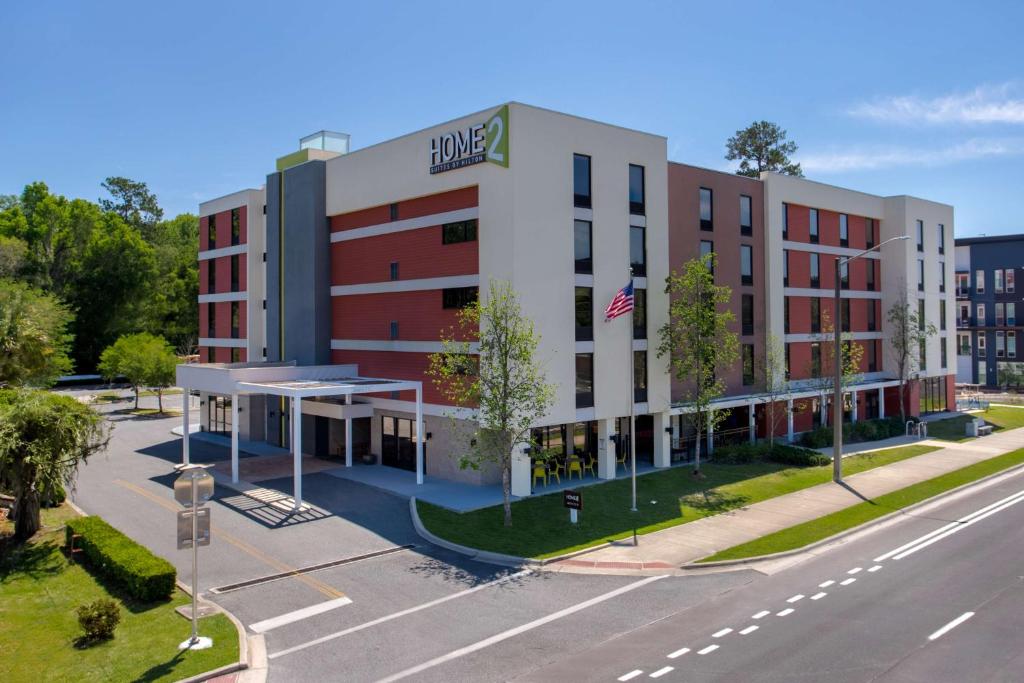 an overhead view of a hotel on a city street at Home2 Suites By Hilton Gainesville in Gainesville