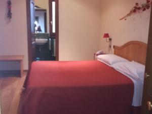 a bedroom with a bed with a red blanket at Albergo Arinde in Rende