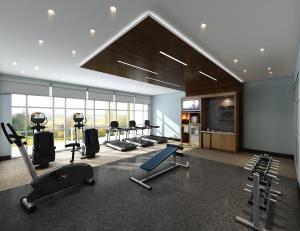 a gym with several treadmills and cardio machines at Hotel Indigo Gainesville-Celebration Pointe, an IHG Hotel in Gainesville