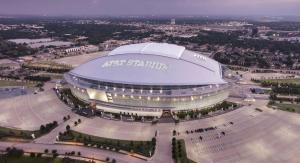 an aerial view of a building with a stadium at R Nite Star Inn and Suites -Home of the Cowboys & Rangers in Arlington