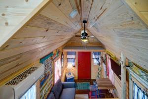 an interior view of a living room in a tiny house at Tiny House Leadville Colorado in Leadville