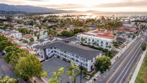 an aerial view of a city with a street at Avania Inn of Santa Barbara in Santa Barbara