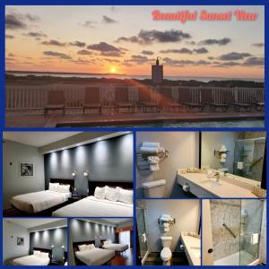 a collage of pictures of a hotel room at Blue Bay Inn and Suites in South Padre Island